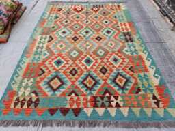 Handmade Afghan Chobi Kilim Rug 9.4x6.5 Wool Farmhouse Rug - thumbnail 1
