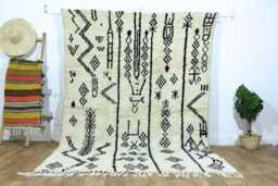 Handmade Beni Mrirt Wool Rug, Natural Beige Moroccan Berber Rug - thumbnail 1