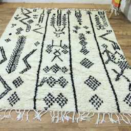 Handmade Beni Mrirt Wool Rug, Natural Beige Moroccan Berber Rug - thumbnail 3