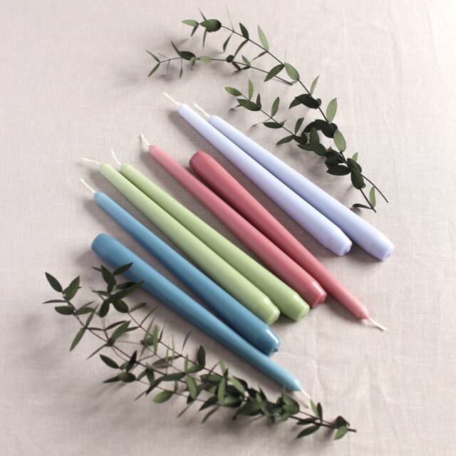 Tall Taper Candles - Candle Pack Dinner Lilac Pink Green Blue Natural Pastel Tones Colourful Stick Wedding - image 1