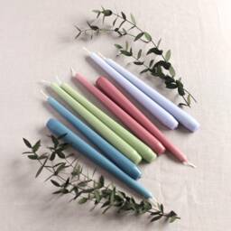 Tall Taper Candles - Candle Pack Dinner Lilac Pink Green Blue Natural Pastel Tones Colourful Stick Wedding - thumbnail 1