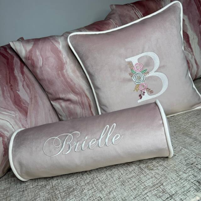 Baby Girl Gift Cushion, Personalised Name Custom Pink Bedroom Personalized Cushion - Made To Order - image 1