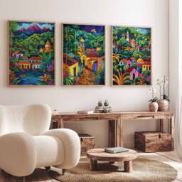 Set Of 3 El Salvador Posters, Travel Prints, Art, Botanical Decor, Floral Latin America Wall Decor - thumbnail 2