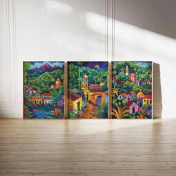 Set Of 3 El Salvador Posters, Travel Prints, Art, Botanical Decor, Floral Latin America Wall Decor - thumbnail 3