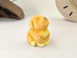 Custom Hand-Carved Wooden Golden Retriever Figurine For Table Decor, Miniature Puppy Wood Art Carved Ornament, Cute Animal Mother Day Gift - thumbnail 1