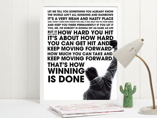 Rocky Quote Print Art Poster - Inspirational Motivational Wall That's How Winning Is Done - image 1