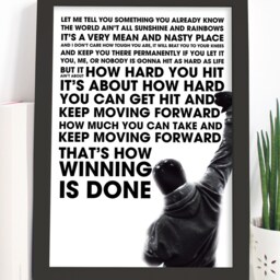 Rocky Quote Print Art Poster - Inspirational Motivational Wall That's How Winning Is Done - thumbnail 2