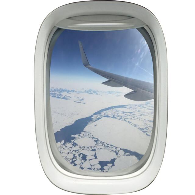 3D Airplane Window Wall Decal - Greenland View Aviation Mural Peel & Stick Vinyl Decor - Ab1