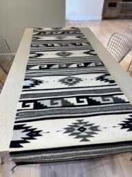 Zapotec Motifs, Handwoven Runner/ Rug With Undyed Wool in Oaxaca, Mexico - thumbnail 1