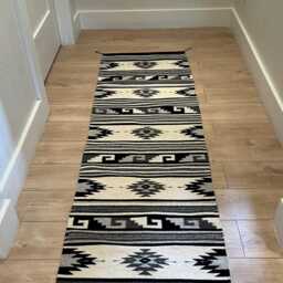 Zapotec Motifs, Handwoven Runner/ Rug With Undyed Wool in Oaxaca, Mexico - thumbnail 2