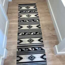 Zapotec Motifs, Handwoven Runner/ Rug With Undyed Wool in Oaxaca, Mexico - thumbnail 3