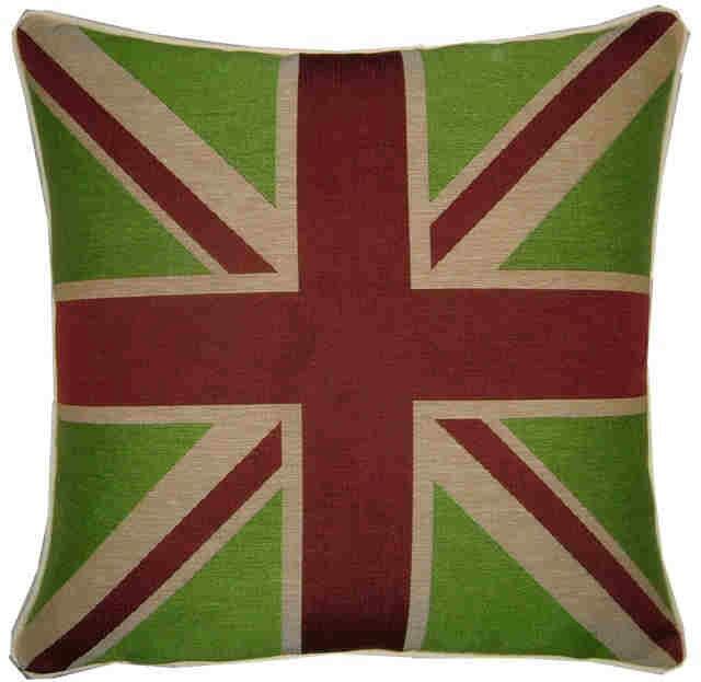 Union Jack Lime Green Square Tapestry Cushion Pillow Sham Cover - image 1