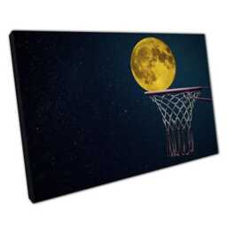Moonlight Basketball Trickshot Canvas Art Ready To Hang Wall Decor For Home Office - thumbnail 1