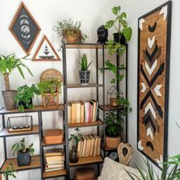 Aztec Wood Wall Art Panoramic Boho Mosaic Decor - thumbnail 4