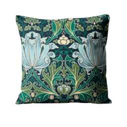 William Morris Helena, Arts & Crafts, Indigo/Boughs, Teal Blue Green Cotton Velvet Cushion Cover, Throw Pillow Home Decor - thumbnail 2