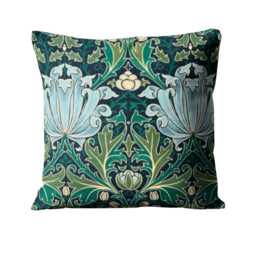 William Morris Helena, Arts & Crafts, Indigo/Boughs, Teal Blue Green Cotton Velvet Cushion Cover, Throw Pillow Home Decor - thumbnail 2