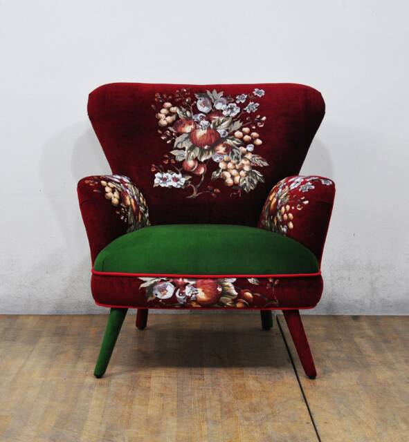 Gobelin Armchair - Green & Maroon - image 1