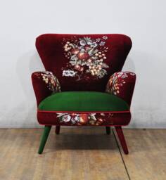Gobelin Armchair - Green & Maroon - thumbnail 1