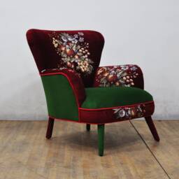 Gobelin Armchair - Green & Maroon - thumbnail 2