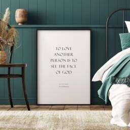 Romantic Print - To Love Another Person Is See The Face Of God Les Mis??rables Quote Wall Art Typography Poster Unframed - thumbnail 3