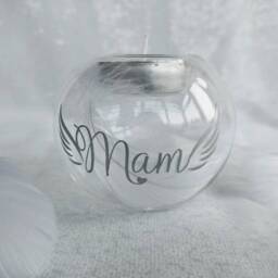 Personalised Memory Tea Light Holder - Feather Gift in Loving Memorial Candle Loved One Candle Condolence - thumbnail 2