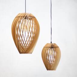 Handmade Wood Pendant Light Modern Rose Pod Hanging Lamp - thumbnail 1