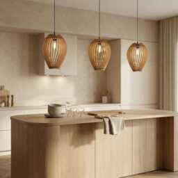Handmade Wood Pendant Light Modern Rose Pod Hanging Lamp - thumbnail 2