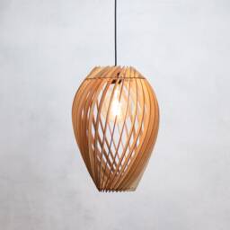 Handmade Wood Pendant Light Modern Rose Pod Hanging Lamp - thumbnail 4