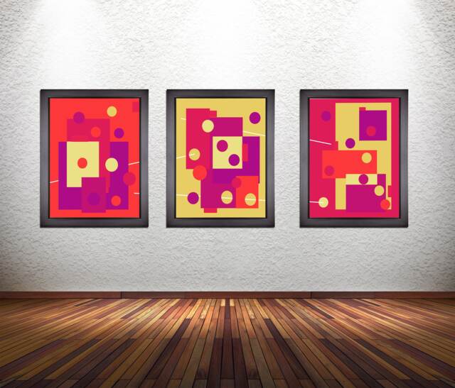 Modern Abstract Art Prints Colorful Geometric Set Of 3 - image 1