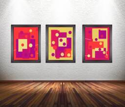 Modern Abstract Art Prints Colorful Geometric Set Of 3 - thumbnail 1