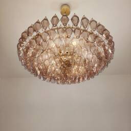 Large Murano Glass Poliedri Chandelier in Mauve Color - thumbnail 2