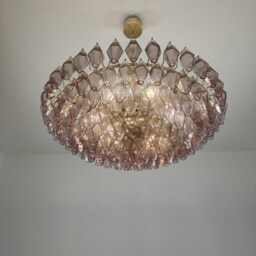 Large Murano Glass Poliedri Chandelier in Mauve Color - thumbnail 3