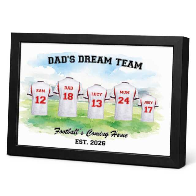 Personalized Football Strip Family Print, Custom Team Wall Art, Dad's Dream Gift, Fan Poster - image 1
