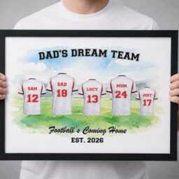 Personalized Football Strip Family Print, Custom Team Wall Art, Dad's Dream Gift, Fan Poster - thumbnail 2