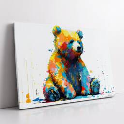 Teddy Bear Sitting Down Animal Abstract Modern Painting Wall Art, Framed Canvas Poster Print, Home Kitchen Office Room Decor, Kids Gifts - thumbnail 2