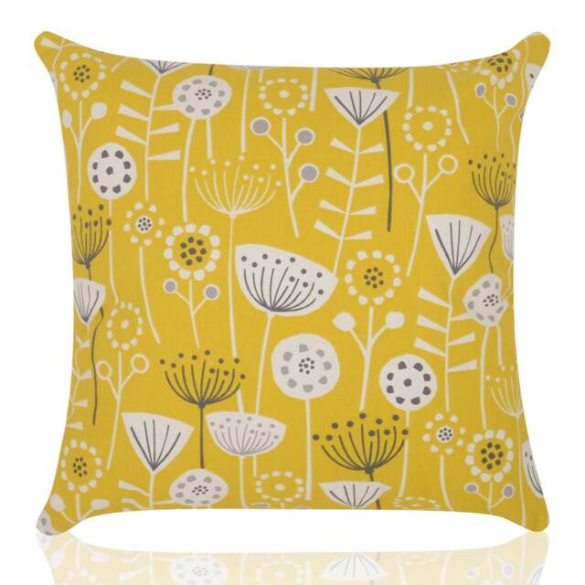 Bergen Mustard Yellow Floral Cushion, Handmade Home Decor - image 1