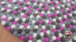 Round Felt Ball Rug Handmade 100% Wool Nepal Rug - thumbnail 1
