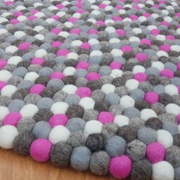 Round Felt Ball Rug Handmade 100% Wool Nepal Rug - thumbnail 3