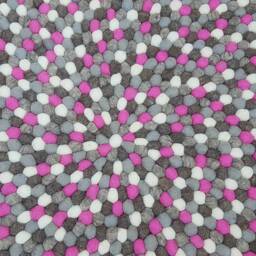 Round Felt Ball Rug Handmade 100% Wool Nepal Rug - thumbnail 4