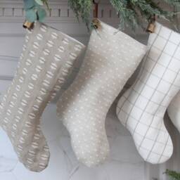 Neutral Christmas Stockings - Handmade Modern Farmhouse Xmas Stocking Minimalistic Family Holiday - thumbnail 2
