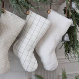 Neutral Christmas Stockings - Handmade Modern Farmhouse Xmas Stocking Minimalistic Family Holiday - thumbnail 3
