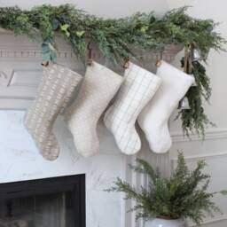 Neutral Christmas Stockings - Handmade Modern Farmhouse Xmas Stocking Minimalistic Family Holiday