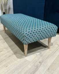 Handmade Plush Velvet Footstool, Patterned Fabric Ottoman, Coffee Table
