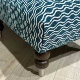 Handmade Plush Velvet Footstool, Patterned Fabric Ottoman, Coffee Table - thumbnail 4
