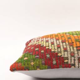 Handwoven Turkish Kilim Pillow Vintage Wool Cushion Cover - 16x24 - thumbnail 4