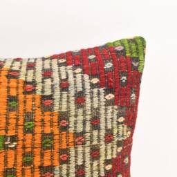 Handwoven Turkish Kilim Pillow Vintage Wool Cushion Cover - 16x24 - thumbnail 2
