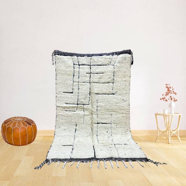 Handwoven Beni Ourain Rug Moroccan Sheep Wool Rug With Geometric Design - image 1