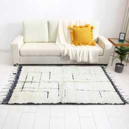 Handwoven Beni Ourain Rug Moroccan Sheep Wool Rug With Geometric Design - thumbnail 2