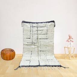 Handwoven Beni Ourain Rug Moroccan Sheep Wool Rug With Geometric Design - thumbnail 1