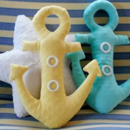 Aqua Minky Dot Anchor Pillow Nautical Nursery Decor - thumbnail 3